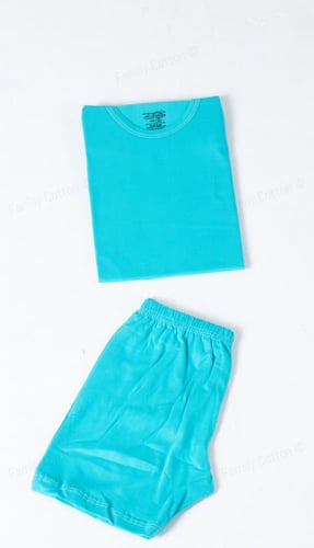 طقم بناتي قطن عريض ملون