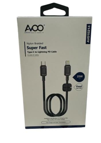 كيبل قماش ضد القطع من شركة Avoo بقوة 35w PD ايفون