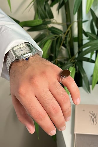 خاتم فضة رجالي بني