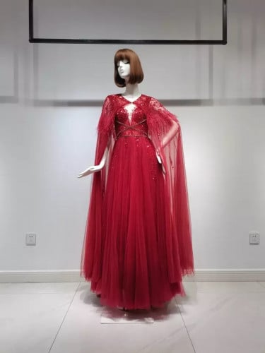 فستان سهره احمر ريش