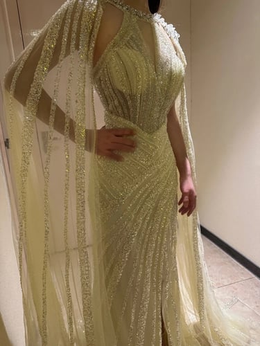 فستان سهره خرز ليموني