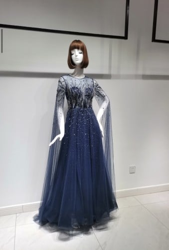 فستان سهره خرز بأكمام