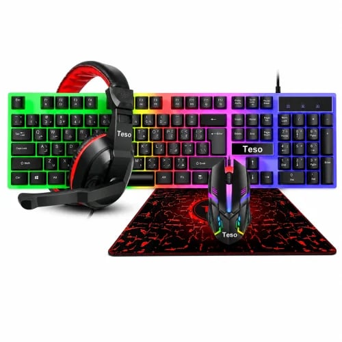TESO T100 4-in-1 RGB Gaming Bundle | كيبورد وماوس...