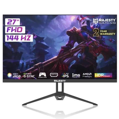 شاشة ألعاب MAJESTY 27 بوصة FHD 144Hz IPS | 1ms | H...