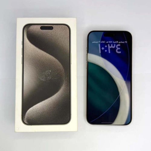 مستعمل - ايفون 15 بروماكس 256GB تيتانيوم طبيعي بطا...