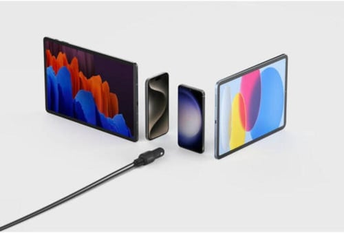 شاحن سيارة 42 واط بلكن بمنفذ تايب سي ومنفذ USB اسو...