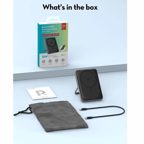 بطارية متنقلة راف بور 10000 qi2 شحن لاسلكي وستاند...