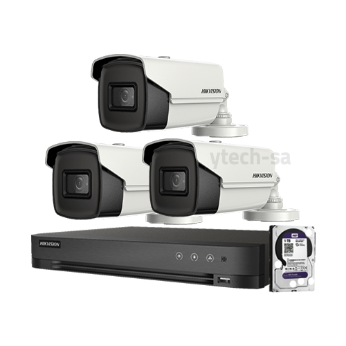 3 كاميرات مراقبة 8 ميجابكسل DVR + Hikvision 8mp