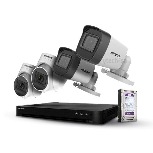 4 كاميرات مراقبة هيكفيجن 5 ميغا Hikvision 5MP +جها...