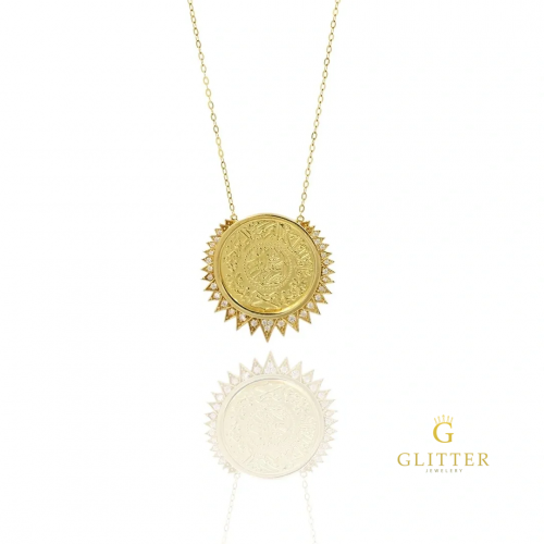 سلسال جنيه ذهب بإطار الشمس