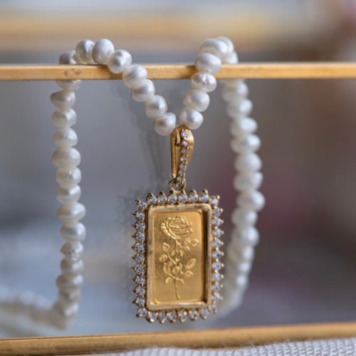 عقد سبيكة 1 جرام مع اللولو طبيعي