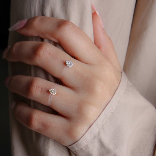 خاتم شفاف دمعة الوزن 6 ملي قرام ذهب عيار ١٨