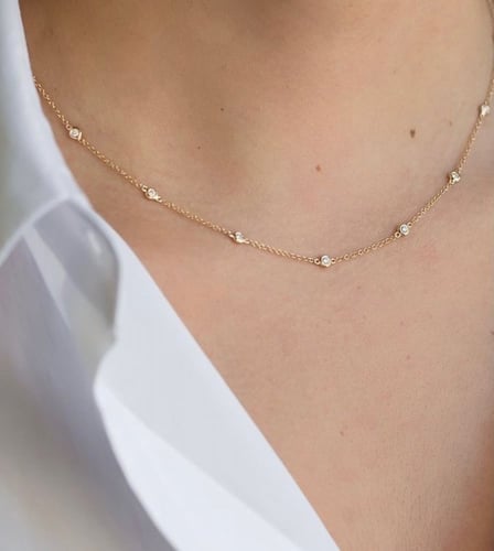 سلسال ( شوكر )مُزين بالزركون الفاخر ذهب عيار 18