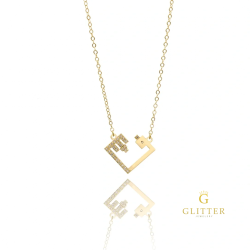 سلسال حرفين علي شكل قلب + حرف لامع .