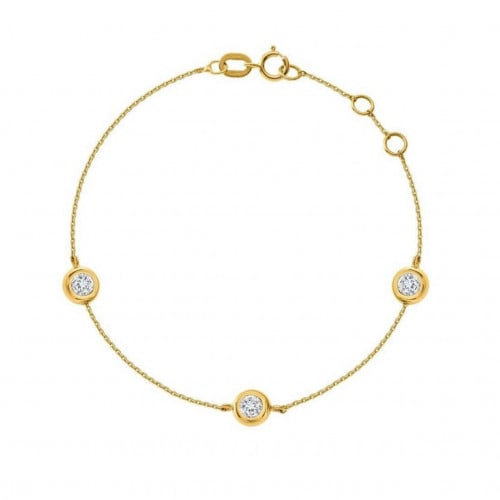 سوار ذهب نسائي مزين بحبات الزركون أو الألماس