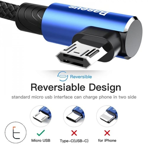 بيسوس | سلك شاحن مايكرو يو اس بي سريع ضد القطع قاب...