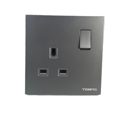 فيش 13 امبير مع مفتاح بيانو رمادي