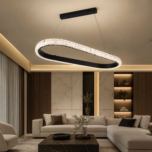 ثريا كريستال LED مودرن دائرية | نجفة معلقة فاخرة ل...