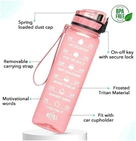 زجاجة مياه تريتان الاصلية التحفيزية مع شفاطة، مانع...