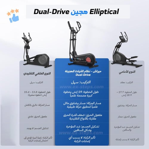 دراجة تمارين إليبتكال Merach E27 أسود – أداء صامت،...