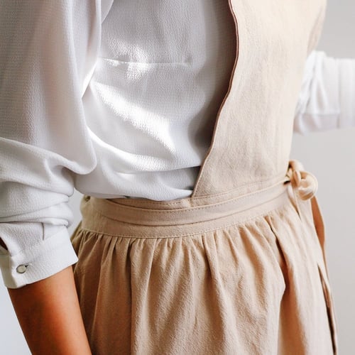 مريلة مطبخ بقصة فستان - لون بيج