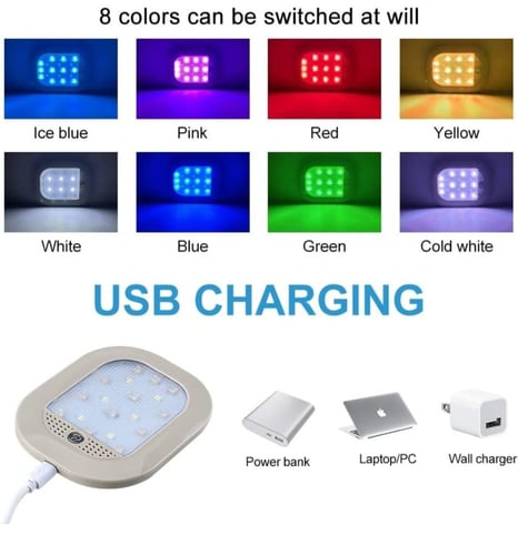 ضوء LED داخلي للسيارة، مصباح قراءة للسيارة بـ 8 أل...