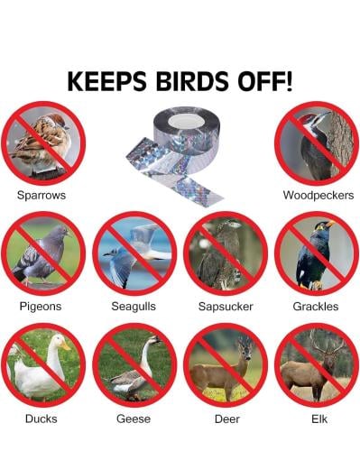 شريط طارد للطيور عاكس للضوء، ويستخدم لإبعاد الطيور...