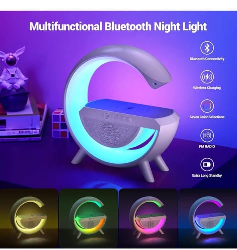 الإضاءة المحيطة ضوء الليل لغرفة النوم ومكبرات الصو...