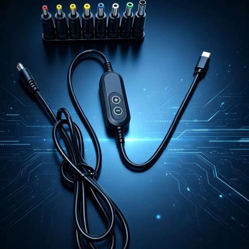 كابل طاقة من USB-C إلى تيار مستمر بجهد قابل للتعدي...