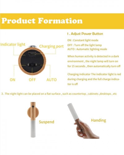 لاندجو مصباح ليلي بمستشعر حركة مغناطيسي