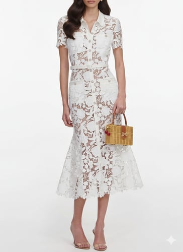 فستان دانتيل ابيض Self-Portrai