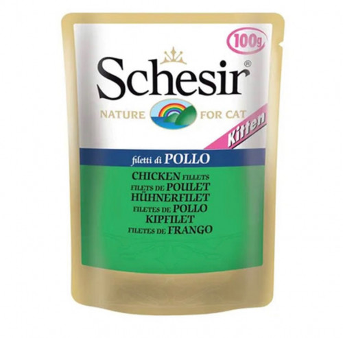 اظرف فيلية الدجاج للقطط الصغيرة 100غ من شركة Sches...
