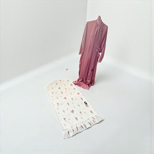 طقم روز (سجاده 1 سم بسحاب + شرشف قطن حريري وردي)