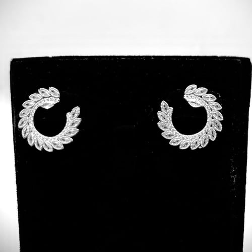 ) O&A حلق زيركون مطلي فضي