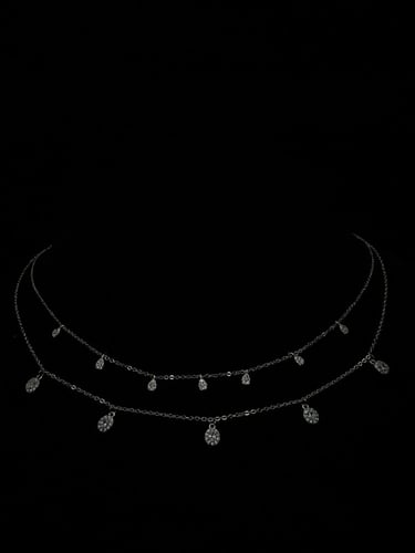 (Silver Choker Necklace) O&A سلسال شوكر زيركون مطل...