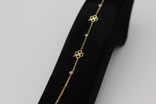 (Gold Bracelet) O&A إسوارة زيركون مطلي ذهبي