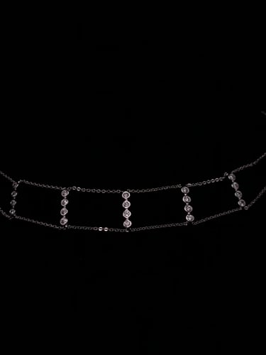 (Silver Choker Necklace) O&A سلسال شوكر زيركون مطل...