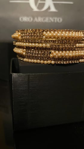 (Bracelet) O&A اساور مقمش من اللؤلؤ مطلي