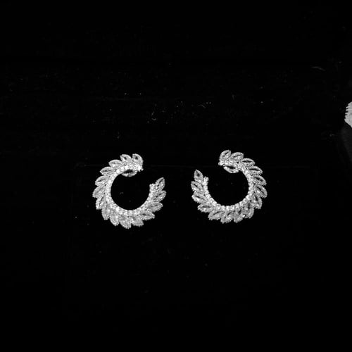 ) O&A حلق زيركون مطلي فضي