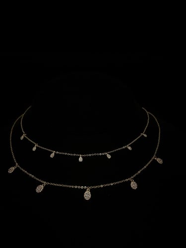 (Gold Choker Necklace) O&A سلسال شوكر زيركون مطلي...