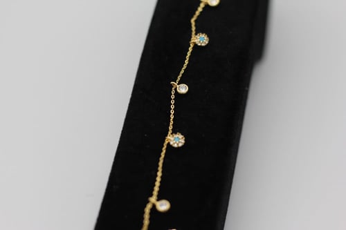 (Gold Anklet) O&A خلخال زيركون مطلي ذهبي