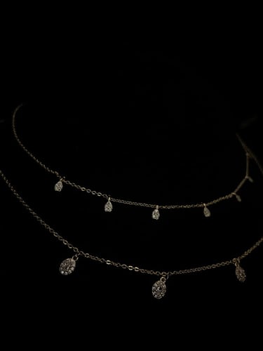 (Gold Choker Necklace) O&A سلسال شوكر زيركون مطلي...