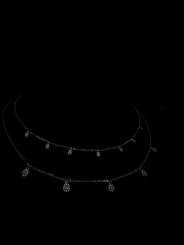 (Silver Choker Necklace) O&A سلسال شوكر زيركون مطل...