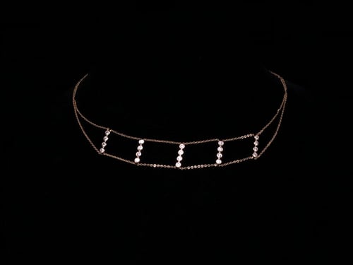 (Gold Choker Necklace) O&A سلسال شوكر زيركون مطلي...