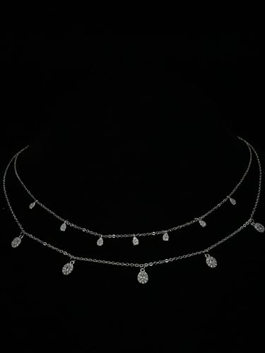 (Silver Choker Necklace) O&A سلسال شوكر زيركون مطل...