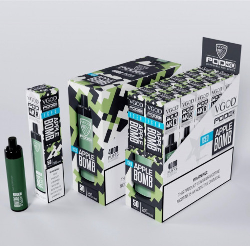 في قود بود (4000 سحبة) 50 نيكوتين vgod apple bomb...