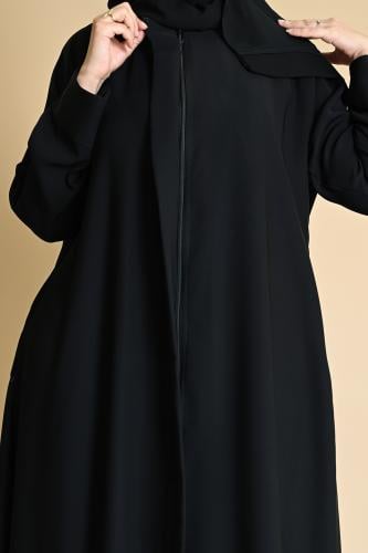 عباية كريب ملكي نصف كلوش للدوام بجيوب مخفية