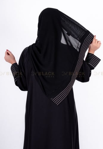 عباية كتف كريب ملكي مقلم