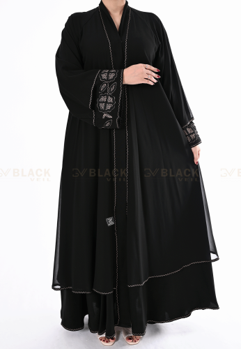 عباية طبقتين دبل كلوش مطرز