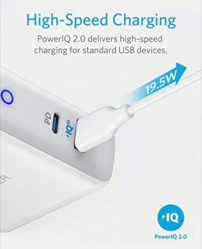 فيش شاحن جداري أنكر سريع منفذين بقوة 60 واط